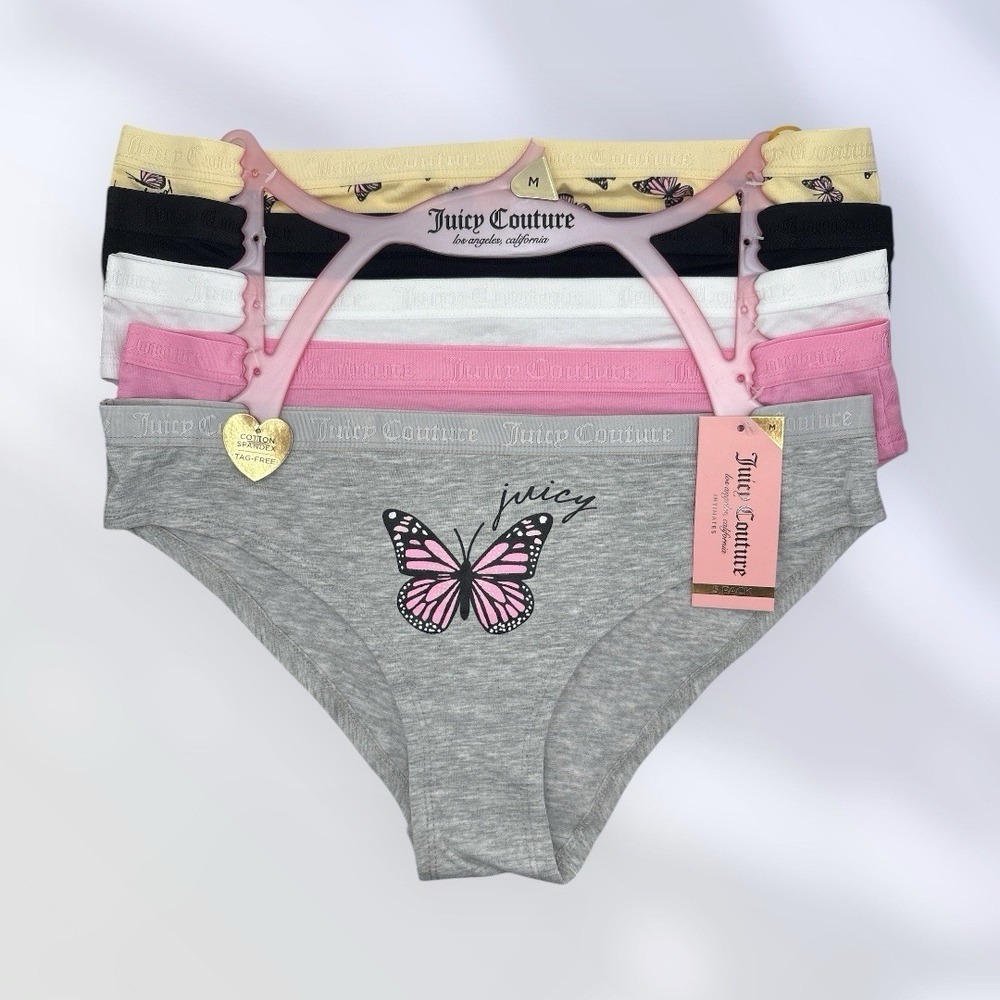 JUICY COUTURE PANTIES WOMENS MEDIUM BUTTERFLY‎ PRINT TAGLESS COTTON NEW!!